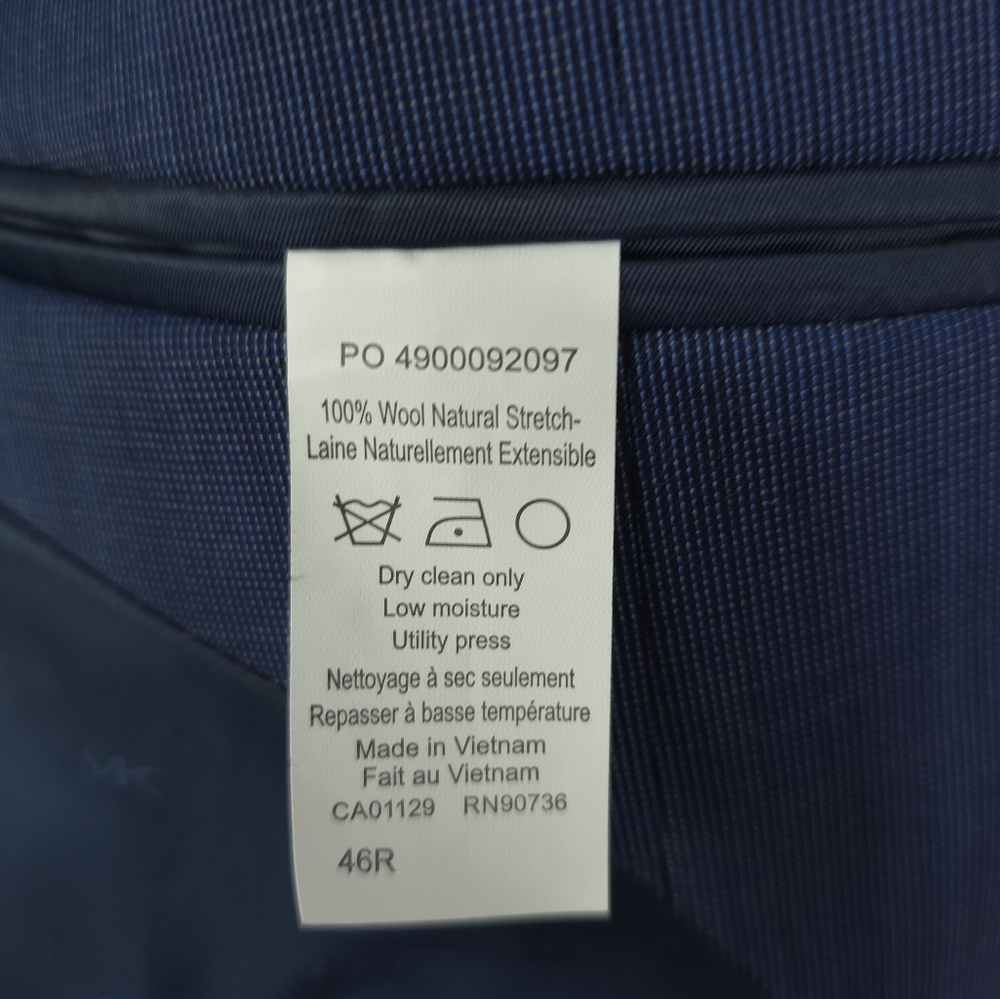 Michael Kors Men's Classic-Fit Wool Stretch Solid Suit Jacket New Sz 46reg - Picture 4 of 9